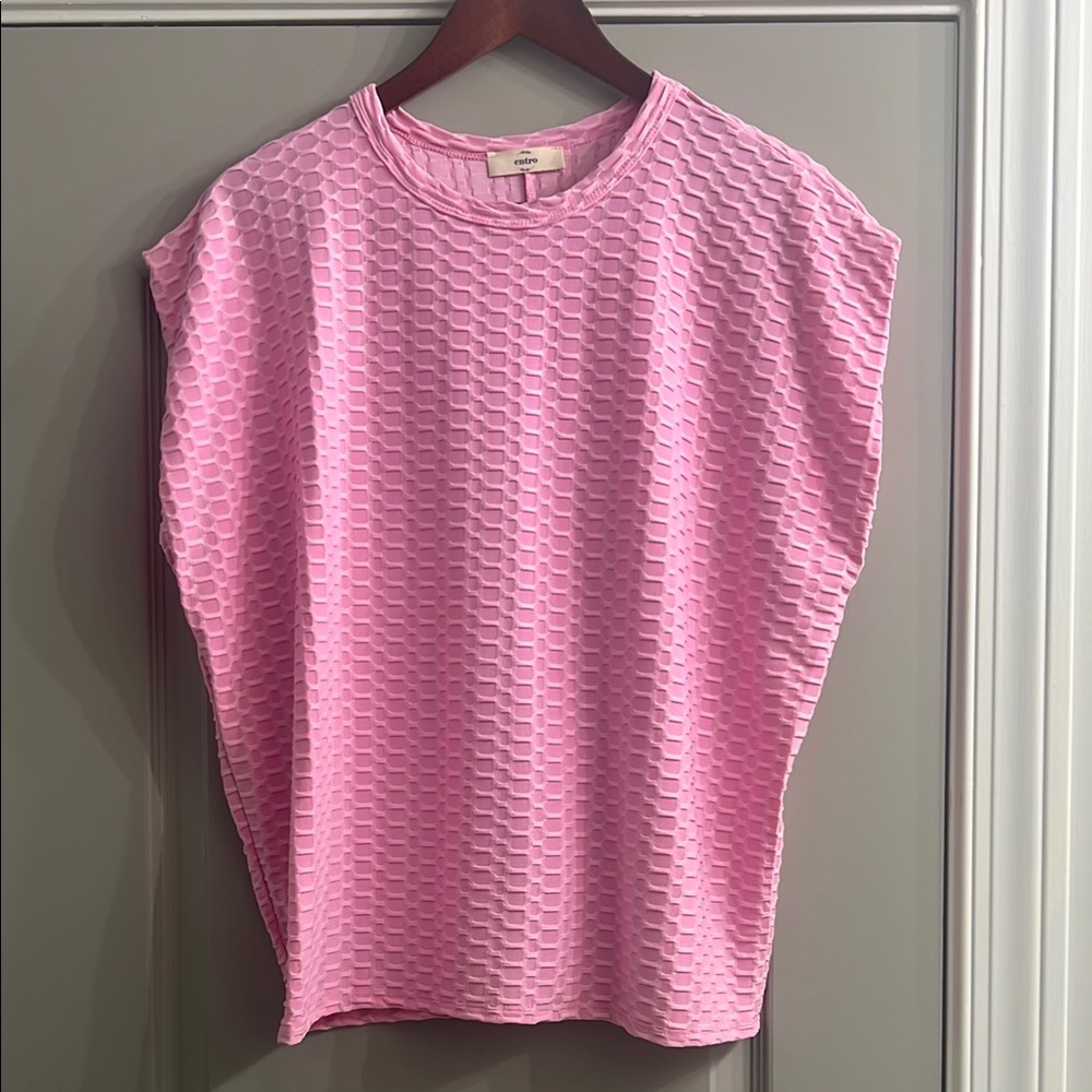 Entro Bubblegum Pink Textured Muscle Tee